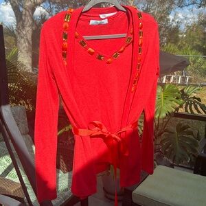 Blumarine bright  coral set- sweater and a jacket